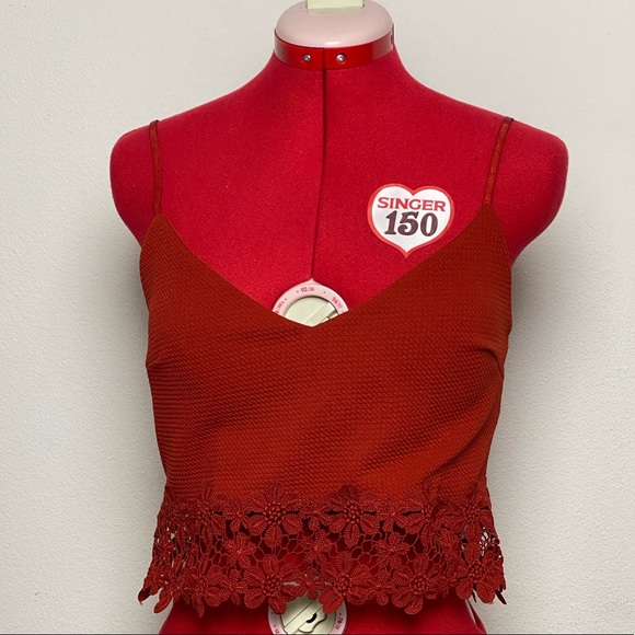 Burnt Orange Lace Sara la Crop Top- Size L (EUC) - Picture 1 of 4